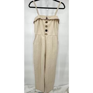 Anthro Moon River Cotton Button Front Jumpsuit S NWT